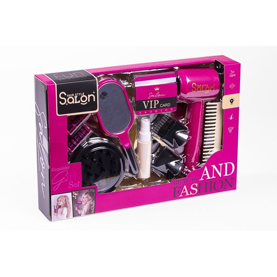 Hair Style Salon - Beauty hair styling hairdryer + accessories, 11 pcs (371133) / Toys
