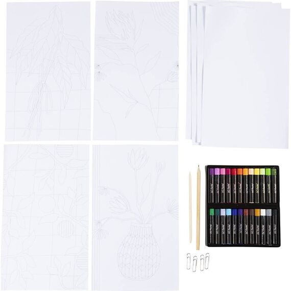 DIY Kit - Craft Kit Oil Pastels, flowers, assorted colours (9772631) / Toys