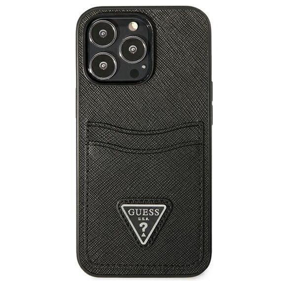 Etui Guess Saffiano Triangle Logo Cardslot na iPhone 13 / 13 Pro - czarne