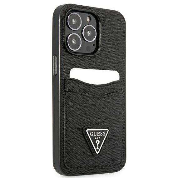 Etui Guess Saffiano Triangle Logo Cardslot na iPhone 13 / 13 Pro - czarne