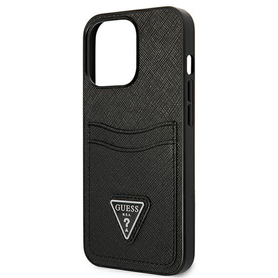 Etui Guess Saffiano Triangle Logo Cardslot na iPhone 13 / 13 Pro - czarne