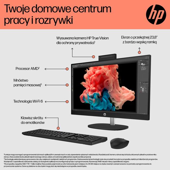 HP 24-cr0334nw AMD Ryzen™ 7 7730U 60.5 cm (23.8") 1920 × 1080 px All-in-One PC 16 GB DDR4-SDRAM 512 GB SSD Free DOS Wi-Fi 6 (802.11ax) White