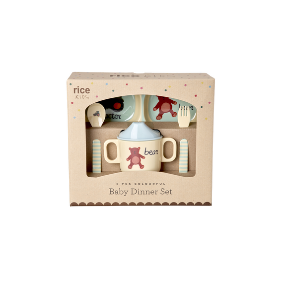 Rice - Melamine Baby Dinner Set - Blue ABC Print - 4 pcs / Baby and Children