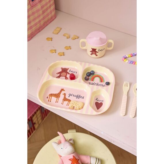Rice - Melamine Baby Dinner Set - Pink - 4 pcs / Baby and Children
