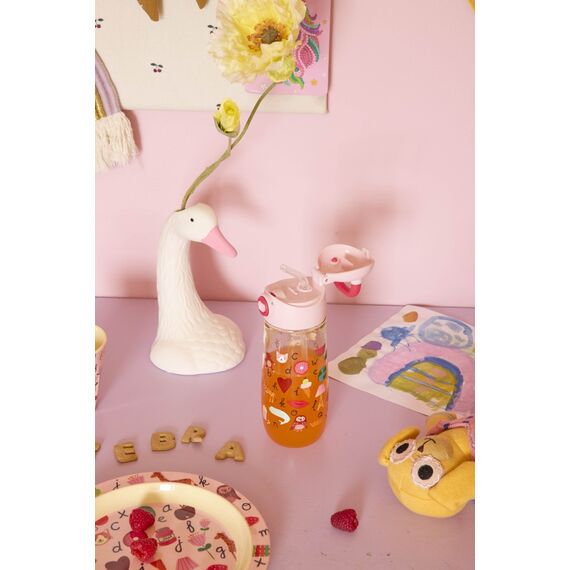 Rice - Plastic Kids Drinking Bottle with ABC Print - Pink - 550 ml (PLBOT-SABCI) / Toys
