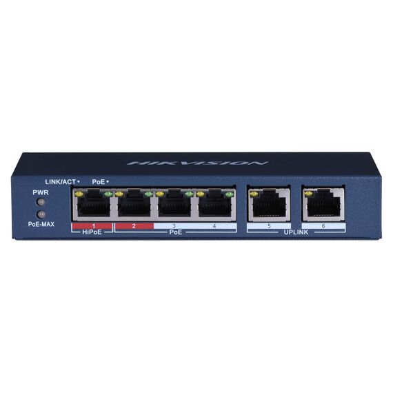 Hikvision DS-3E0106HP-E Network Links Unmanaged Fast Ethernet (10/100) PoE Support Blue