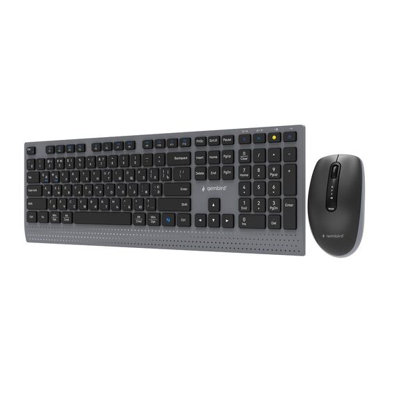 Gembird KBS-WPS-02-CYRL Dual-mode slim wireless desktop set, 2.4G+BT, RU layout