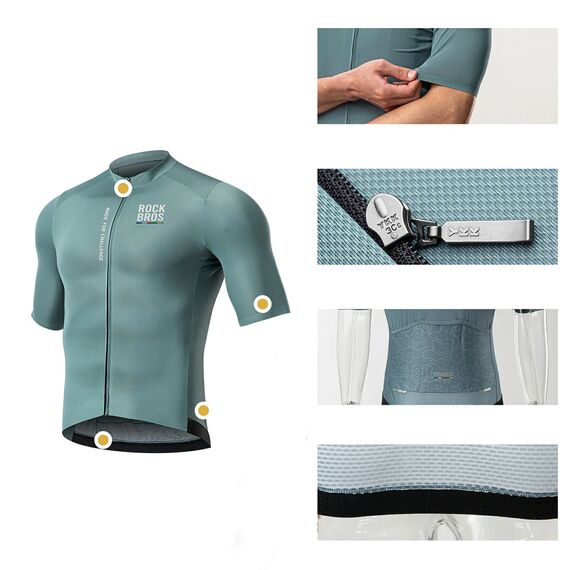 Rockbros 15120014016 ROAD TO SKY men's cycling jersey short sleeve S - gray-blue