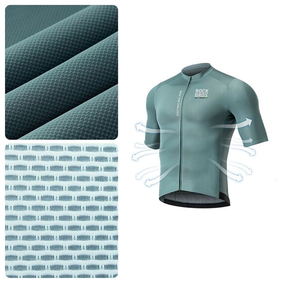 Rockbros 15120014017 ROAD TO SKY men's cycling jersey, short sleeve, M - gray-blue