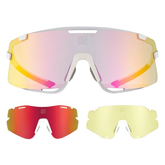 Rockbros SP338 ROAD TO SKY Cycling Glasses with Interchangeable Lenses - Cream