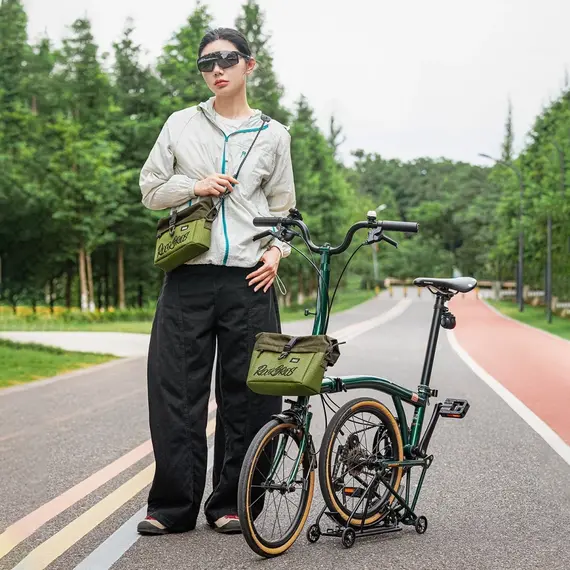 Rockbros W020-1 Foldable Handlebar Bicycle Bag - Green