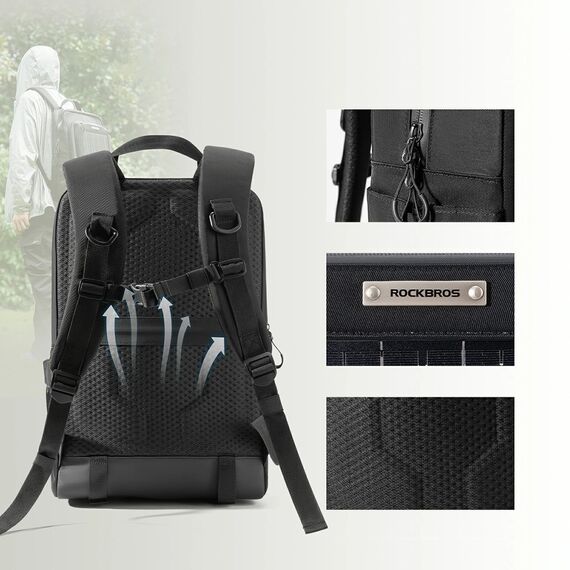 Rockbros H51 Cycling Backpack with Solar Panel - Black