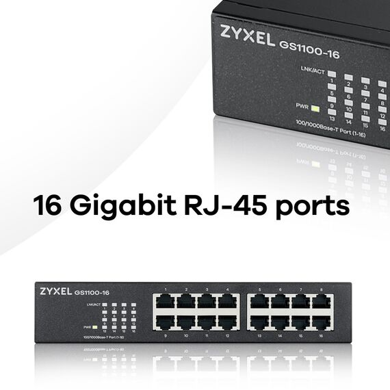 Zyxel GS1100-16 Unmanaged Gigabit Ethernet (10/100/1000) Black