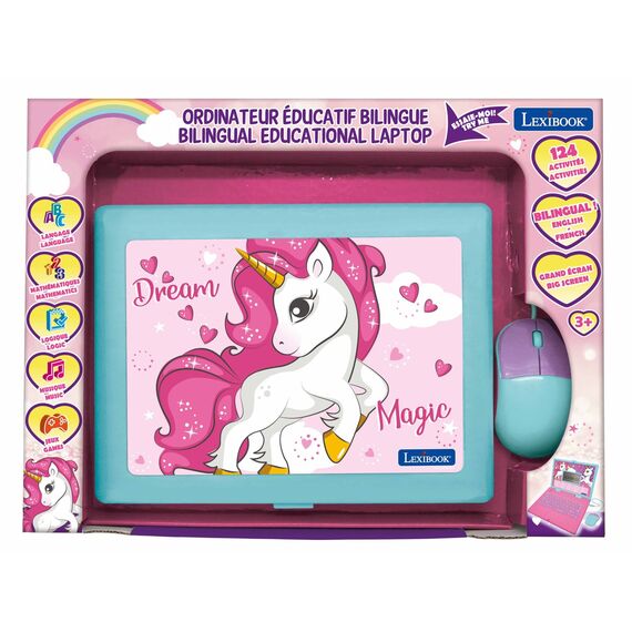 Lexibook - Unicorn Bilingual Educational Laptop with 164 activities (EN/FR) (JC601UNIi1) / Toys
