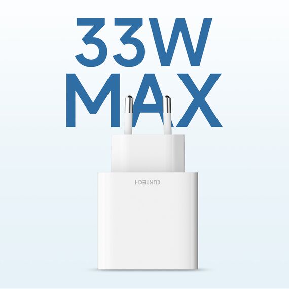Cuktech A19 30W USB-A + USB-C Wall Charger - White