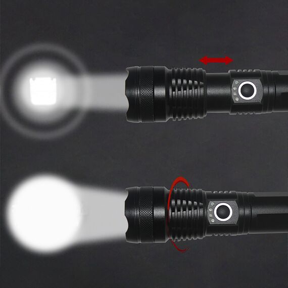 Wozinsky WLT-15W 15W 1500lm CREE IP65 Tactical Flashlight with Adjustable Beam - Black