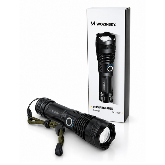 Wozinsky WLT-15W 15W 1500lm CREE IP65 Tactical Flashlight with Adjustable Beam - Black