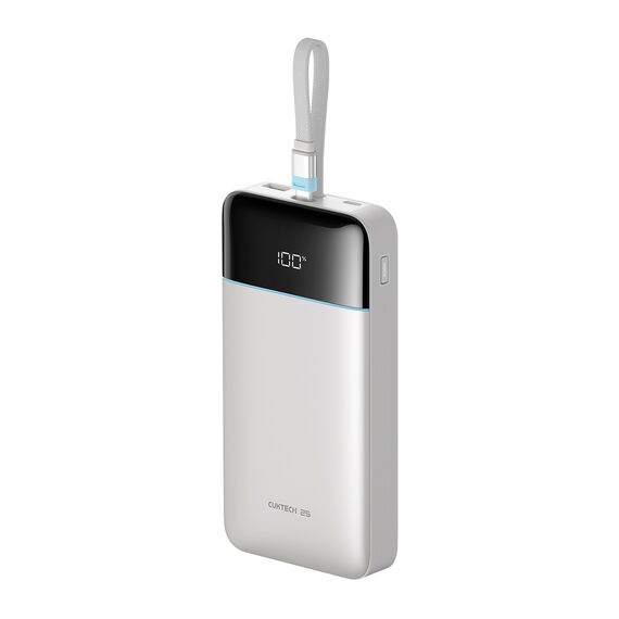 Cuktech LPB252N 120W 25000mAh Powerbank with Built-in USB-C Cable - White