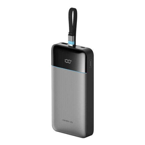 Cuktech LPB252N 120W 25000mAh Powerbank with Built-in USB-C Cable - Gray