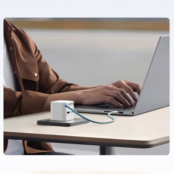 Cuktech AD653W 67W GaN 2x USB-C + USB-A Wall Charger with 70cm Retractable USB-C Cable - White