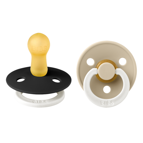 BIBS - Pacifier Colour 2 PACK - Black GLOW/Vanilla GLOW - Size 2 / Baby and Children