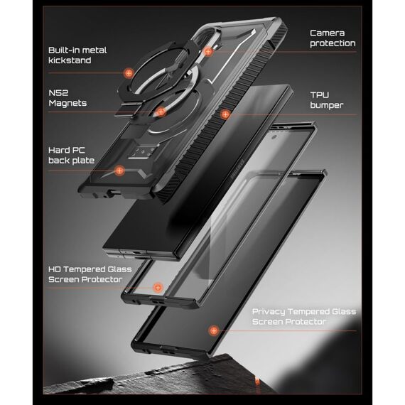 Etui Supcase UB Grip Mag MagSafe 2-Set na Samsung Galaxy Z Fold 8 - czarne