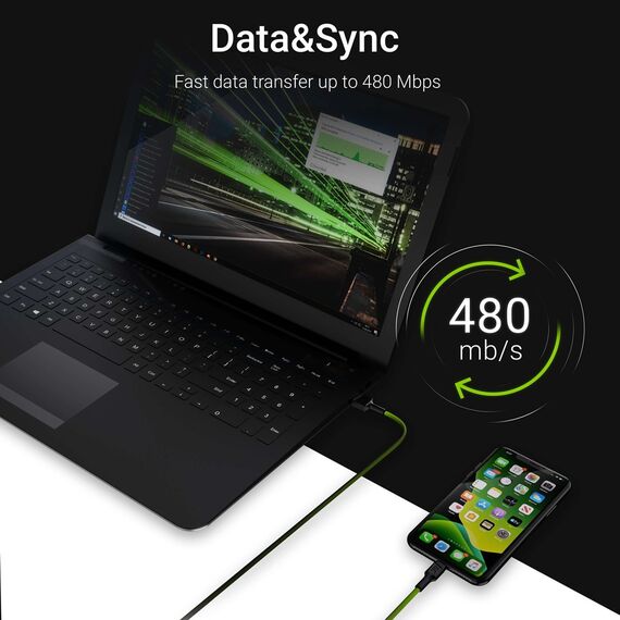 Green Cell KABGC05 lightning cable 1.2 m Black