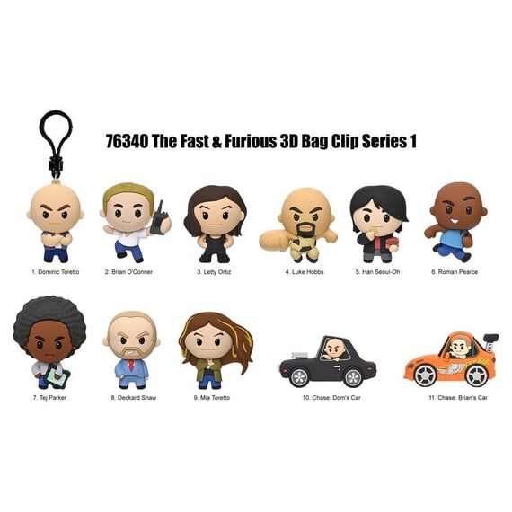 Fast & Furious 25th Anniversary 3D PVC Bag Clips Series 1 Blind Bag Display (24)