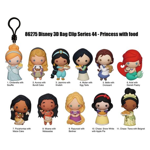 Disney 3D PVC Bag Clips Princess with Food Serie 44 Display (24)