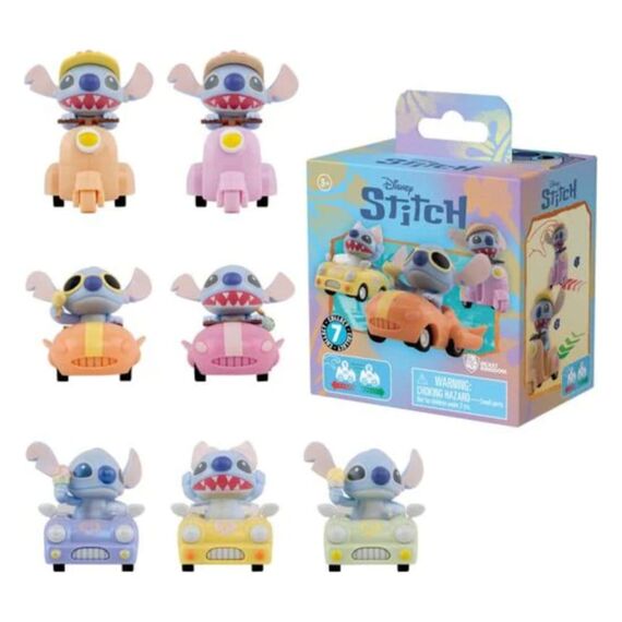 Disney Zoom Hero Pullback Vehicles with Figures Lilo & Stitch Series 2 Blind Box Display (12)
