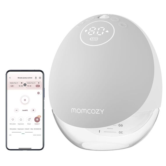Momcozy M9 Breast pump with app control – Single set Gray