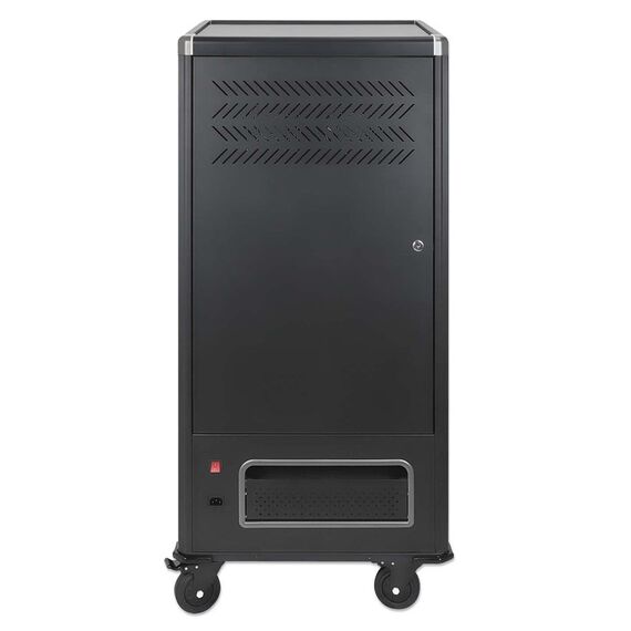 Manhattan Laptop Charging Cabinet Trolley/Cart via USB-C 65W 16" 30-bay, Suitable for USB-C laptops (to 16"), iPads, MacBooks, Chromebooks, other USB-C devices, Bays 395x32.5x290mm, USB-C charging cables included,Cabinet, UK & EU