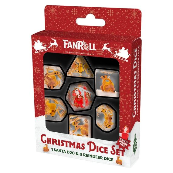 Christmas Resin Dice Set Reindeer & Santa