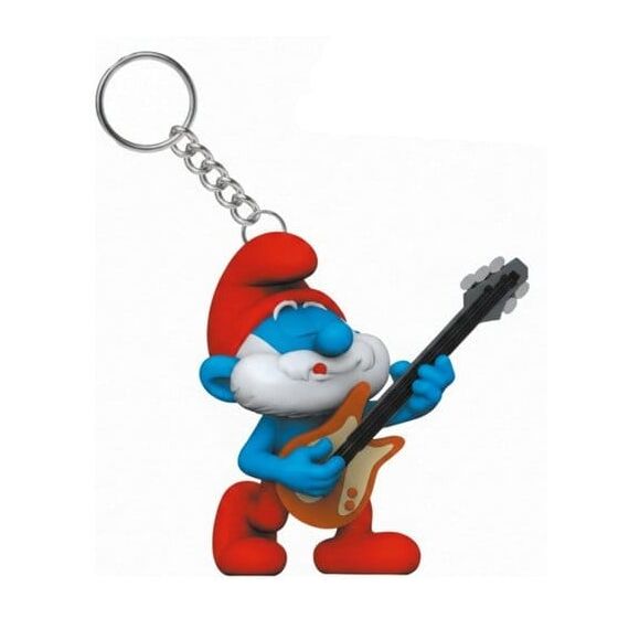 The Smurfs Keychain Papa Smurf with Guitar