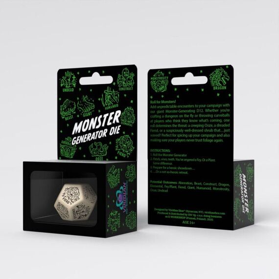 Viridian Jumbo Dice Monster Generator Die D12 Beige