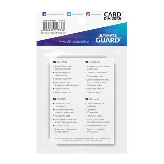 Ultimate Guard Card Dividers Standard Size Transparent (10)