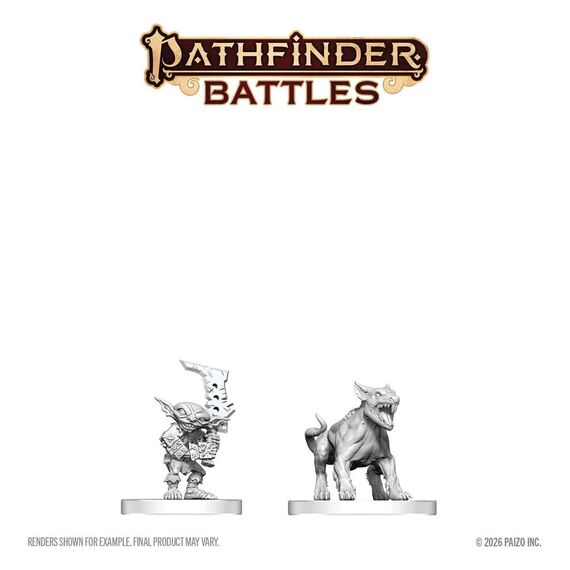 Pathfinder Battles Deep Cuts Unpainted Miniature Goblin Commando & Goblin Dog 13 cm