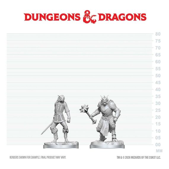 Dungeons & Dragons Nolzur's Marvelous Miniatures Unpainted Miniature Dragonborn Paladin & Dragonborn Squire 14 cm