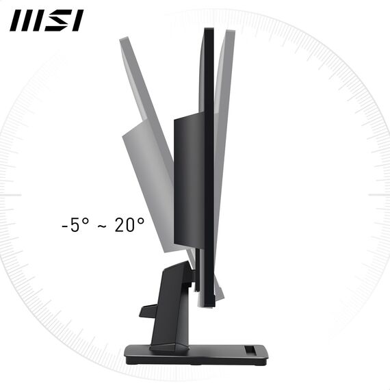 MSI Pro MP245G 24 Inch Monitor, FHD (1920 x 1080), 100Hz, IPS, 1ms, 1x HDMI 1.4b, 1x DP 1.2a output, 1x D-Sub(VGA), Built-in Speakers, Anti-Glare, Anti-Flicker, Less Blue light, TÜV Certified, VESA, Kensington, Black