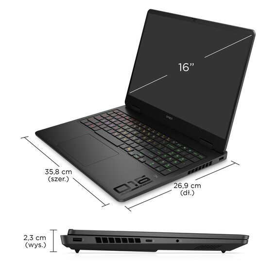 HP Omen 16-am0022nw i7-14650HX 16.0"2K LBL IPS 165Hz 400nits AG 32GB DDR5 5600 SSD1TB GeForce RTX 5060 8GB Cam1080p+IR 70Wh Win11 Shadow Black 2Y