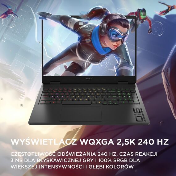 HP Omen 16-am0022nw i7-14650HX 16.0"2K LBL IPS 165Hz 400nits AG 32GB DDR5 5600 SSD1TB GeForce RTX 5060 8GB Cam1080p+IR 70Wh Win11 Shadow Black 2Y