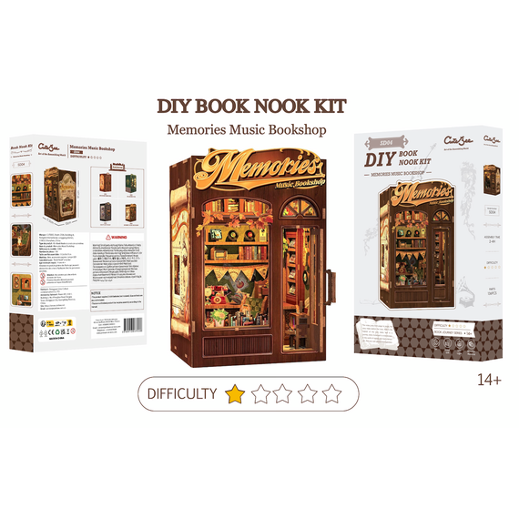 BOOK NOOK KIT - DIY - Memories Music Bookshop - 136pc + LED Light