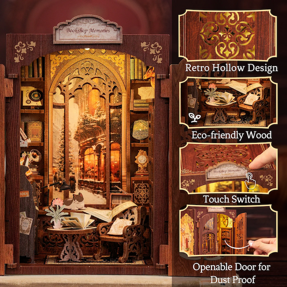 BOOK NOOK KIT - DIY - Memories Bookshop - 127pc + LED Light