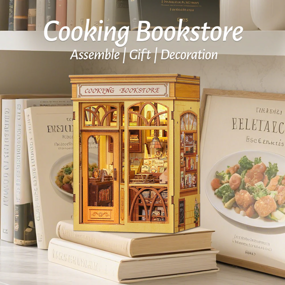 BOOK NOOK KIT - DIY- Cooking Bookstore - 156pc + LED Light