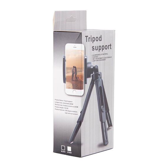 Mini tripod selfie stick holder for phone camera GoPro 16 - 21 cm black