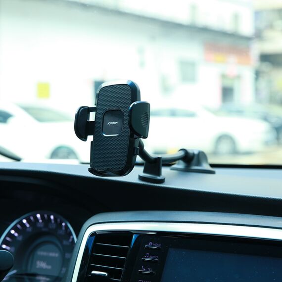 Joyroom car phone holder with flexible arm for dashboard or windshield, black (JR-ZS259)