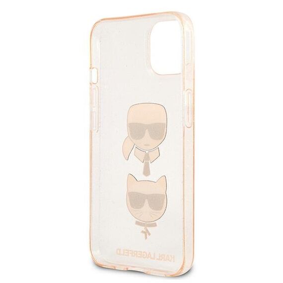 Karl Lagerfeld Glitter Karl's &amp; Choupette Head Case for iPhone 13 mini - Gold
