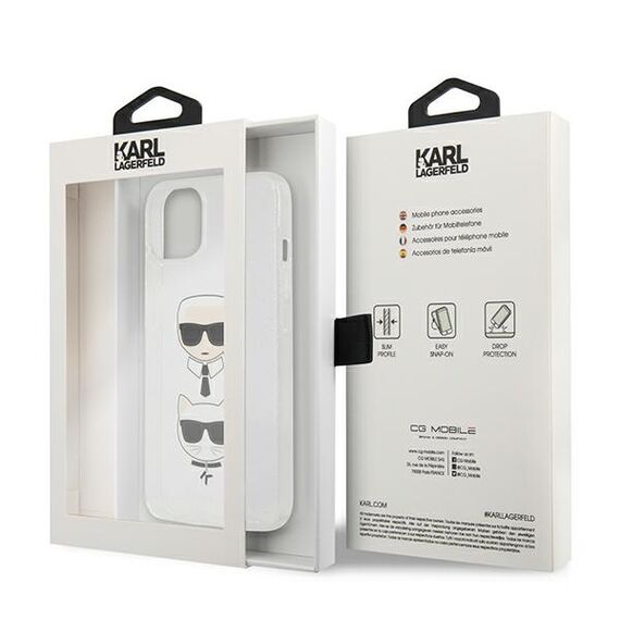 Karl Lagerfeld Glitter Karl's &amp; Choupette Head case for iPhone 13 mini - silver