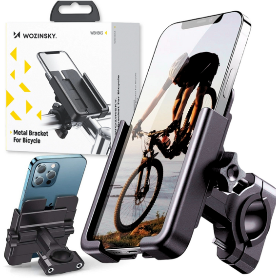 Wozinsky metal bicycle phone holder, scooters black (WBHBK3)