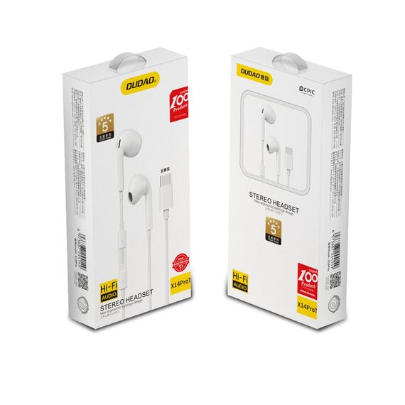 Dudao In-Ear Headphones with USB Type-C Connector White (X14PROT)